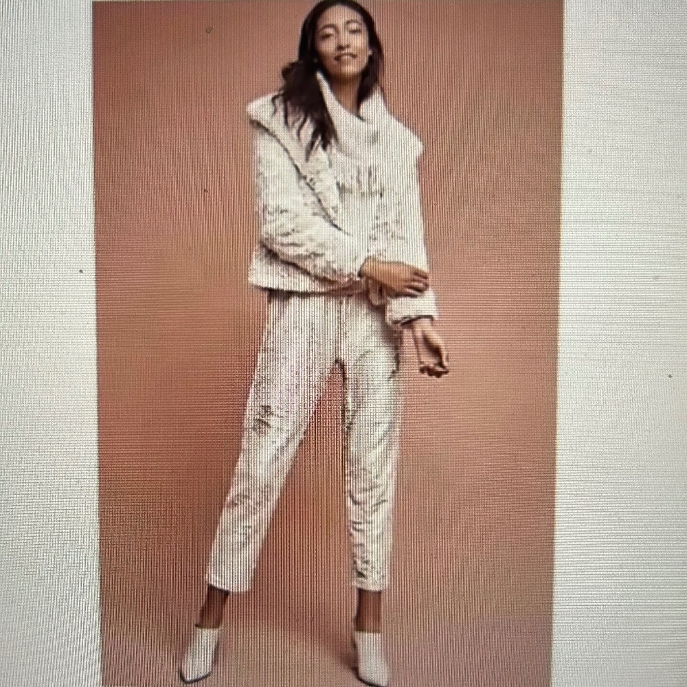 Anthropologie Hei Hei Sequin Cream Sweatpant Joggers size XS